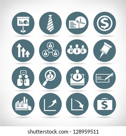 business management buttons, icon set