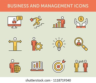 Business And Management Colored Line Icons