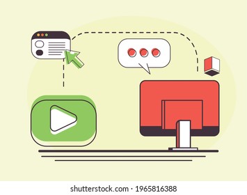 business management computer and infographic