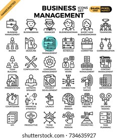 Business management concept detailed line icons set in modern line icon style for ui, ux, website, web, app graphic design