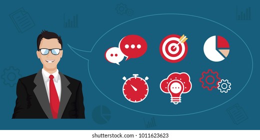 Business management concept flat 