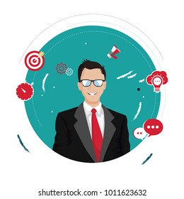 Business management concept flat 