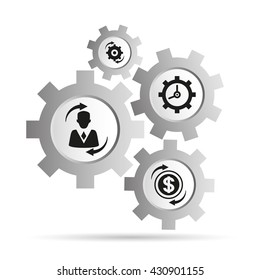 business management concept in gear icons
