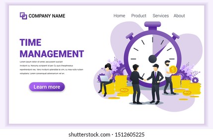Business management concept, Money saving, Time is money, Save time with Characters. Time management planning. Can use for banner, infographics, landing page, web template. Flat vector illustration