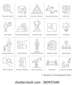 Business management conceptual icons. Vector thin line style.