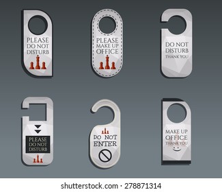 Business management consulting Door knob or hanger sign set- do not disturb design. Best for management consulting, finance, law companies. Unusual and unique polygonal design. Triangle theme. Vector