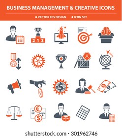 Business management and creative icon set,Orange version,clean vector