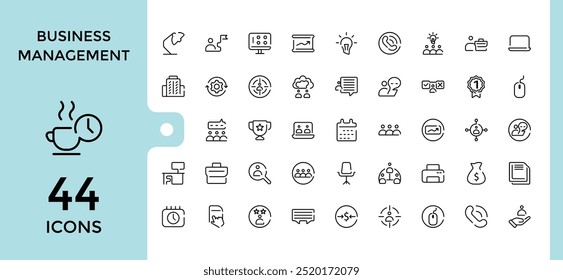 Gestión empresarial Conjunto de iconos editables. trabajo en equipo, documentos, dispositivos y más. infografías para App móviles. iconos de esquema colección, Ilustración vectorial. Píxel perfecto.