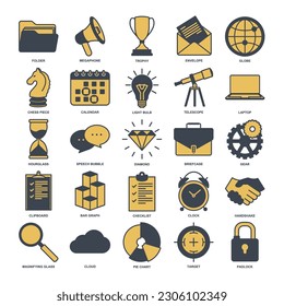 elementos de administración de negocios conjunto plantilla de símbolo de icono para colección de diseños gráficos y web ilustración vectorial