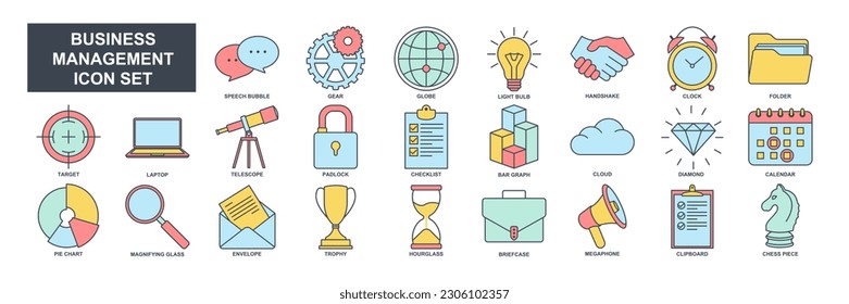business management elements set icon symbol template for graphic and web design collection logo vector illustration