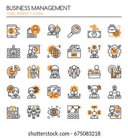 Business Management Elements , Thin Line and Pixel Perfect Icons
