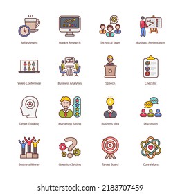Business And Management Filled Icons - Stroked, Vectors