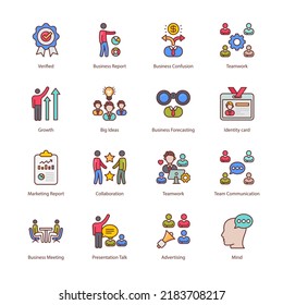 Business And Management Filled Icons - Stroked, Vectors