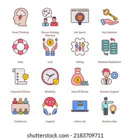 Business And Management Filled Icons - Stroked, Vectors