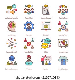 Business And Management Filled Icons - Stroked, Vectors