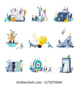 Business management and finance marketing concept icons.