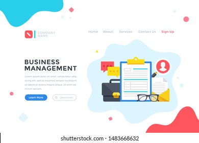 Business management. Financial report, tax audit, business analysis concept. Modern flat design graphic elements for web banner, landing page template, website. Vector illustration