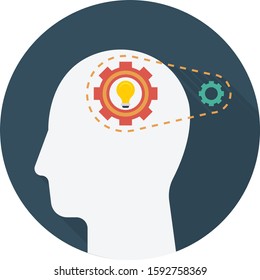Business Management Flat icons for brain  & business 