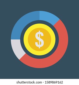 Business Management Flat icons for chart & money