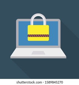Business Management Flat icons for computer  & lock 