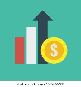 Business Management Flat icons for increase &  graph