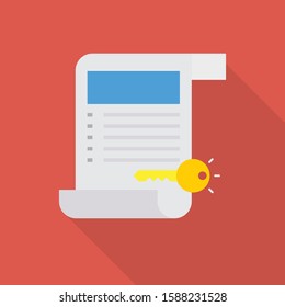 Business Management Flat icons for key & sheet