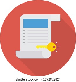 Business Management Flat icons for key & sheet