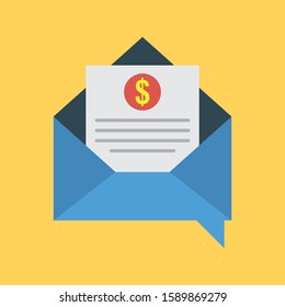 Business Management Flat icons for mail & invoice 