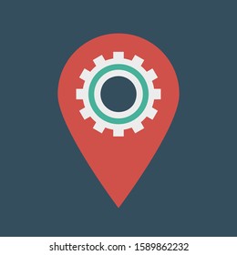 Business Management Flat icons for map & setting
