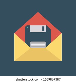 Business Management Flat icons for message  & floppy 