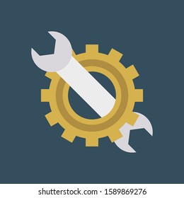 Business Management Flat icons for repairing  & gear 