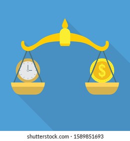 Business Management Flat icons for scale  & clock 