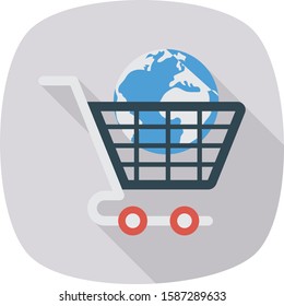 Business Management Flat icons for trolley  & online 