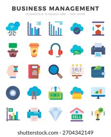 Business Management Ícones simples. Ilustração de Vetor Flat.