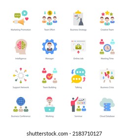 Business And Management Flat Icons -  Vectors