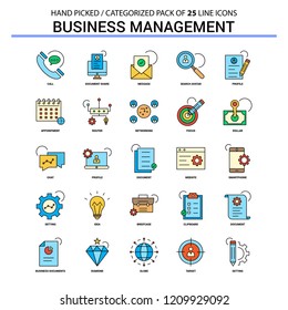 Business Management Flat Line Icon Set - Business Concept Icons Design