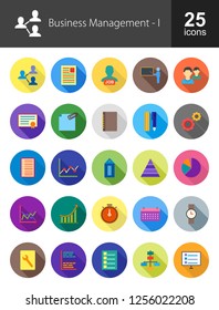 Business Management Flat Long Shadow Icons