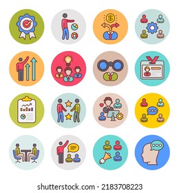 Business And Management Flat Round Icons - Vectors