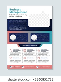Business Management Flyer Poster Design. Layout Template, Abstract Blue Geometric Background, invitation Card, presentation, leaflet, Booklet, annual Report, cover brochure, exhibition display, banner