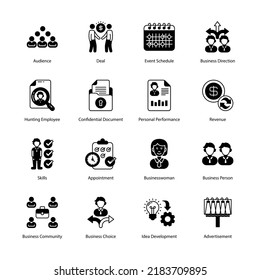 Business And Management Glyph Icons - Solid, Vectors