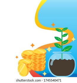 Business management growth concept. Making the business growth like planting the flower, template for web landing page, banner, presentation, social media.
