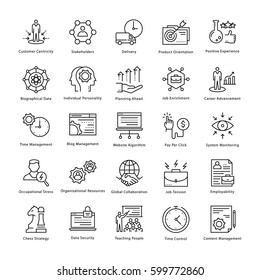 Business Management and Growth Vector Line Icons 13