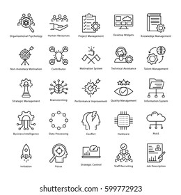 Business Management and Growth Vector Line Icons 24