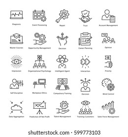 Business Management and Growth Vector Line Icons 45