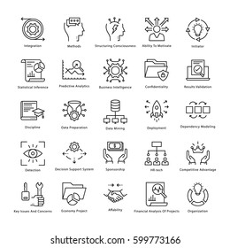 Business Management and Growth Vector Line Icons 39