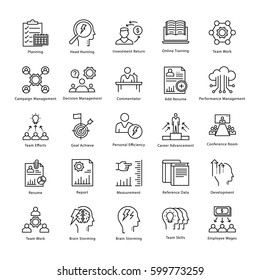 Business Management and Growth Vector Line Icons 16