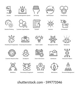 Business Management and Growth Vector Line Icons 46