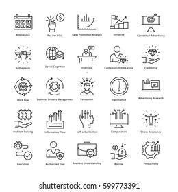 Business Management and Growth Vector Line Icons 35
