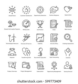 Business Management and Growth Vector Line Icons 47