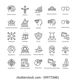 Business Management and Growth Vector Line Icons 31